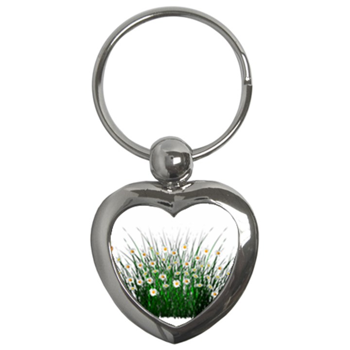 Spring Flowers Grass Meadow Plant Key Chains (Heart) 