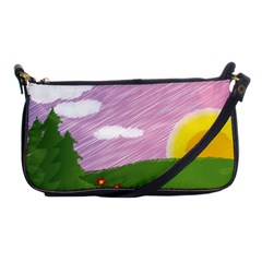 Pine Trees Sunrise Sunset Shoulder Clutch Bags by Celenk