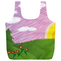 Pine Trees Sunrise Sunset Full Print Recycle Bags (l)  by Celenk