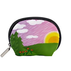 Pine Trees Sunrise Sunset Accessory Pouches (small)  by Celenk