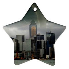 Tornado Storm Lightning Skyline Star Ornament (two Sides) by Celenk