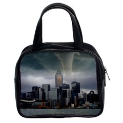 Tornado Storm Lightning Skyline Classic Handbags (2 Sides) by Celenk