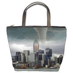 Tornado Storm Lightning Skyline Bucket Bags by Celenk
