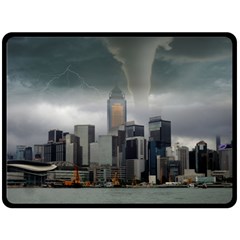 Tornado Storm Lightning Skyline Fleece Blanket (large)  by Celenk