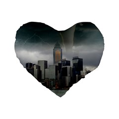 Tornado Storm Lightning Skyline Standard 16  Premium Heart Shape Cushions by Celenk