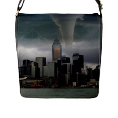 Tornado Storm Lightning Skyline Flap Messenger Bag (l)  by Celenk