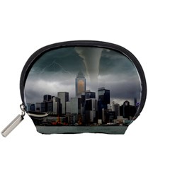 Tornado Storm Lightning Skyline Accessory Pouches (small)  by Celenk