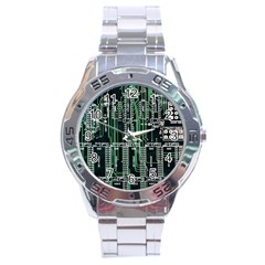 Printed Circuit Board Circuits Stainless Steel Analogue Watch by Celenk