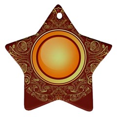 Badge Gilding Sun Red Oriental Star Ornament (two Sides) by Celenk