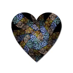 Multi Color Tile Twirl Octagon Heart Magnet by Celenk