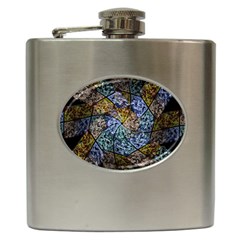 Multi Color Tile Twirl Octagon Hip Flask (6 Oz) by Celenk