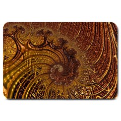 Copper Caramel Swirls Abstract Art Large Doormat  by Celenk