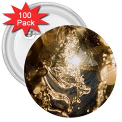Gold Sea Coast Waves Depier 3  Buttons (100 Pack)  by Celenk