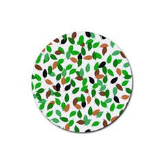 Leaves True Leaves Autumn Green Rubber Coaster (Round) 