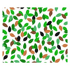 Leaves True Leaves Autumn Green Double Sided Flano Blanket (Small) 