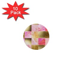 Collage Gold And Pink 1  Mini Buttons (10 Pack)  by NouveauDesign