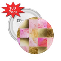 Collage Gold And Pink 2 25  Buttons (100 Pack)  by NouveauDesign
