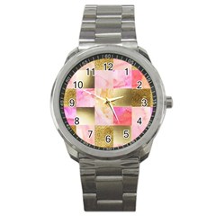Collage Gold And Pink Sport Metal Watch by NouveauDesign