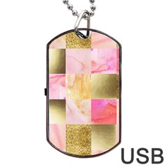 Collage Gold And Pink Dog Tag Usb Flash (one Side) by NouveauDesign
