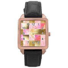 Collage Gold And Pink Rose Gold Leather Watch 
