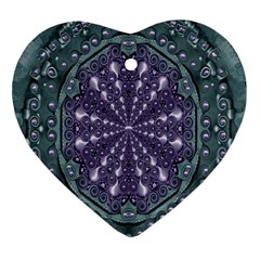 Star And Flower Mandala In Wonderful Colors Heart Ornament (two Sides) by pepitasart