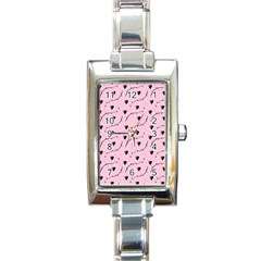 Love Hearth Pink Pattern Rectangle Italian Charm Watch by Celenk