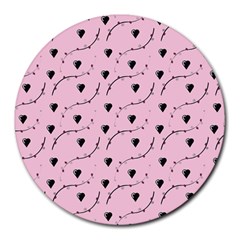 Love Hearth Pink Pattern Round Mousepads by Celenk