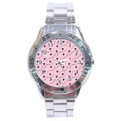 Love Hearth Pink Pattern Stainless Steel Analogue Watch by Celenk
