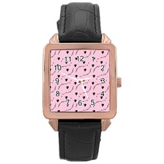 Love Hearth Pink Pattern Rose Gold Leather Watch  by Celenk