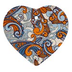 Paisley Pattern Heart Ornament (Two Sides) Front