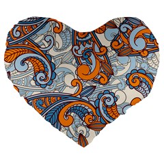 Paisley Pattern Large 19  Premium Flano Heart Shape Cushions by Celenk