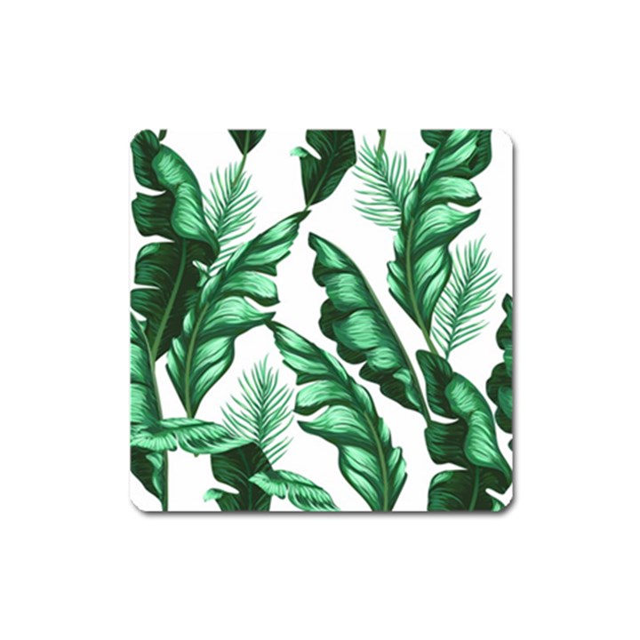 Banana Leaves And Fruit Isolated With Four Pattern Square Magnet