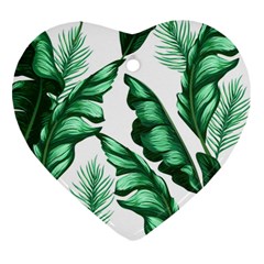 Banana Leaves And Fruit Isolated With Four Pattern Heart Ornament (two Sides) by Celenk