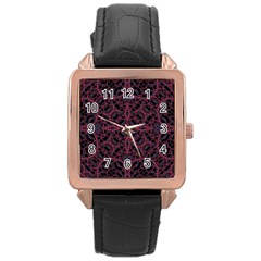 Modern Ornate Pattern Rose Gold Leather Watch  by dflcprints