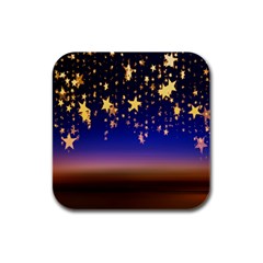 Christmas Background Star Curtain Rubber Square Coaster (4 Pack) 