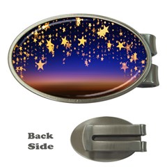 Christmas Background Star Curtain Money Clips (oval) 