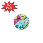 Stickies Post It List Business 1  Mini Buttons (100 pack)  Front