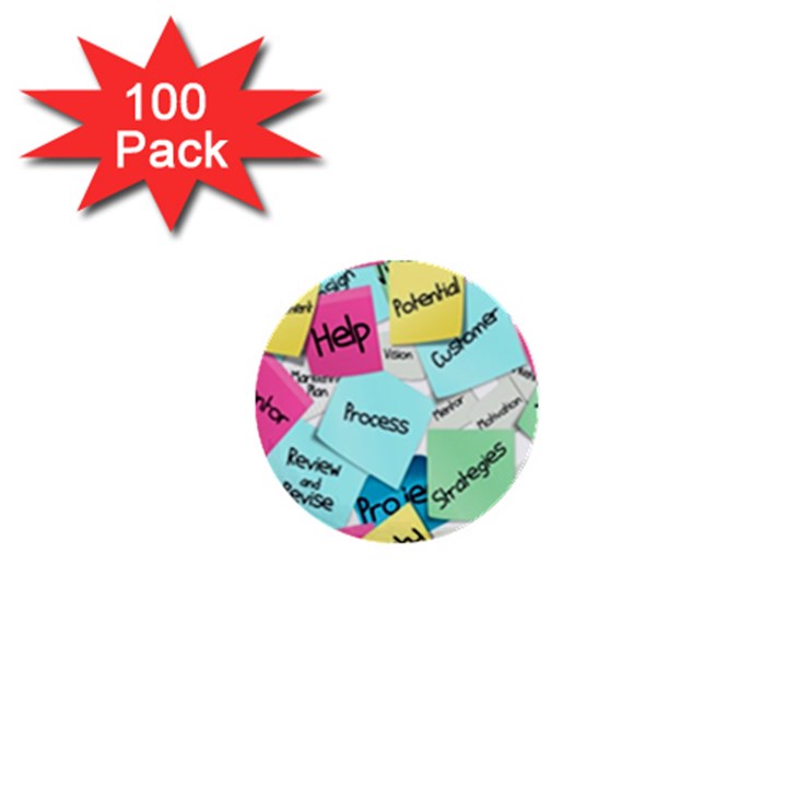 Stickies Post It List Business 1  Mini Buttons (100 pack) 