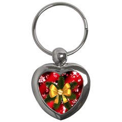 Christmas Star Winter Celebration Key Chains (heart)  by Celenk