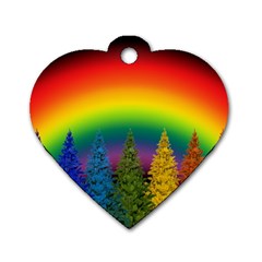 Christmas Colorful Rainbow Colors Dog Tag Heart (one Side) by Celenk