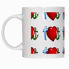 Cross Heart Anchor Love Hope White Mugs by Celenk