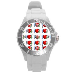 Cross Heart Anchor Love Hope Round Plastic Sport Watch (l) by Celenk