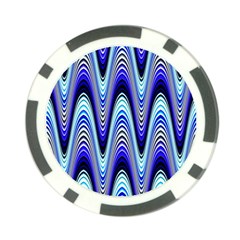 Waves Wavy Blue Pale Cobalt Navy Poker Chip Card Guard by Celenk