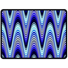 Waves Wavy Blue Pale Cobalt Navy Fleece Blanket (large)  by Celenk