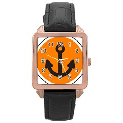 Anchor Keeper Sailing Boat Rose Gold Leather Watch  by Celenk