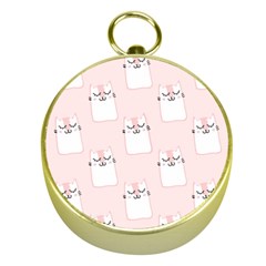 Pattern Cat Pink Cute Sweet Fur Gold Compasses by Celenk