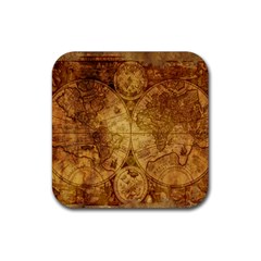 Map Of The World Old Historically Rubber Coaster (square)  by Celenk