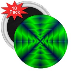 Shiny Lime Navy Sheen Radiate 3d 3  Magnets (10 Pack)  by Celenk