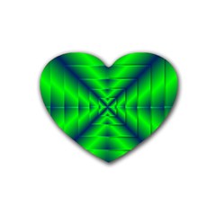 Shiny Lime Navy Sheen Radiate 3d Rubber Coaster (heart)  by Celenk