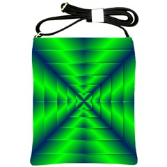 Shiny Lime Navy Sheen Radiate 3d Shoulder Sling Bags by Celenk